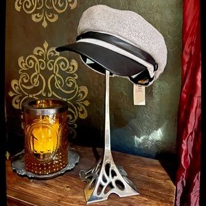 Grey & Black Chaffeur Cap Hat